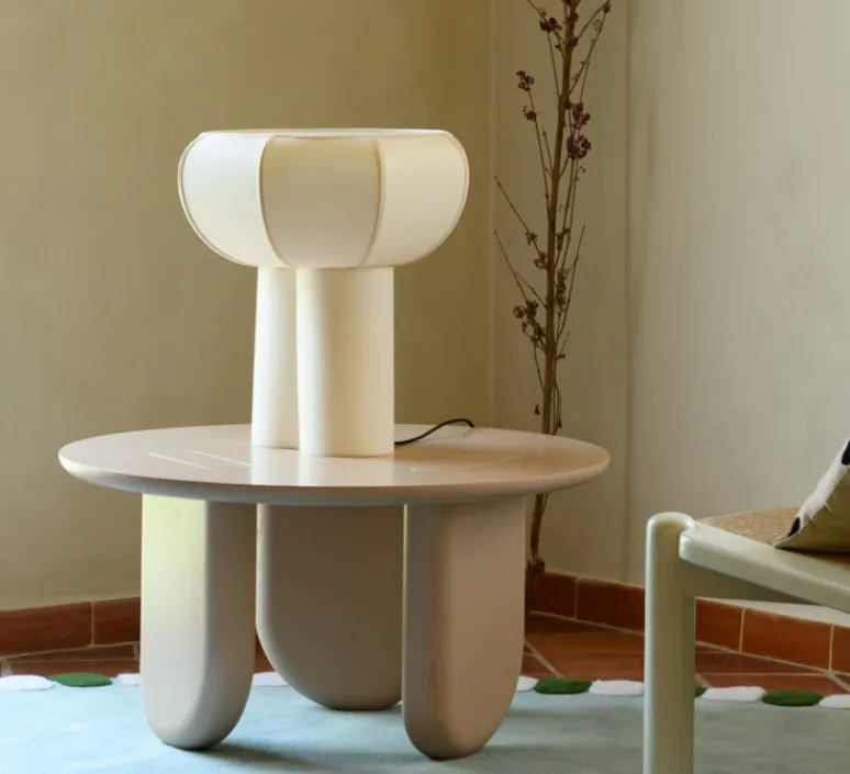 Lampe*Margaux Keller Collections Lampe à poser, Couqueto, , Ø45cm, H44,5cm - blanc moucheté