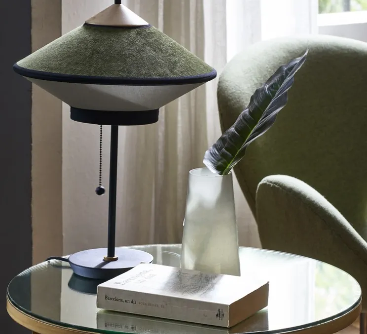 Lampe à poser, Cymbal, evergreen, Ø35cm, H48cm - Forestier