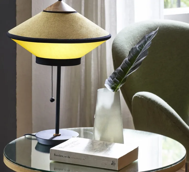 Lampe à poser, Cymbal, jaune or, Ø35cm, H48cm - Forestier