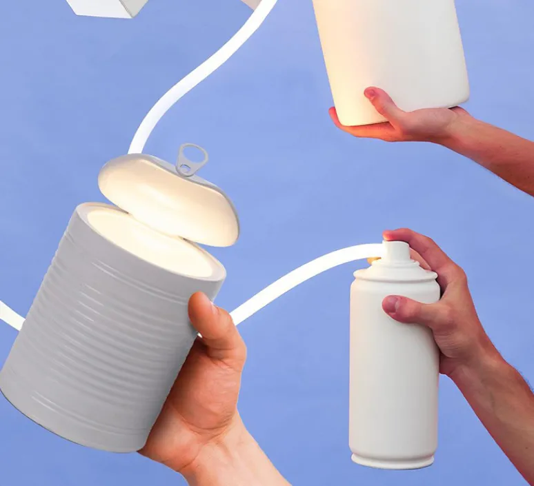 Lampe*Seletti Lampe à poser, Daily Glow Spray, , LED, 3000K, 1350lm, Ø9cm, H21cm - bombe de peinture, blanc