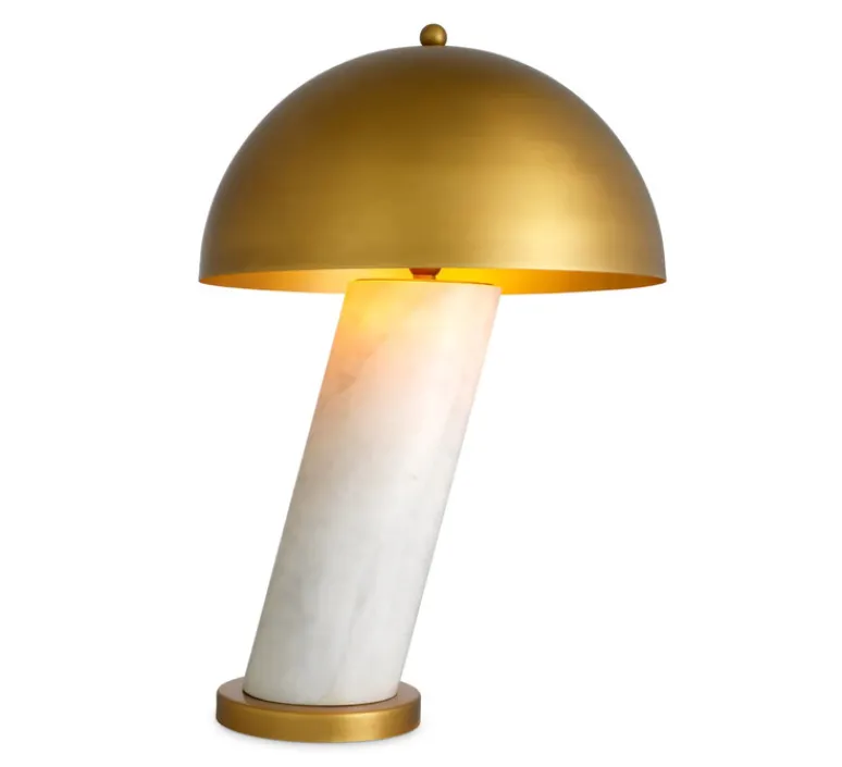 Lampe*Eichholtz Lampe à poser, Daniel, , L50cm, H74cm - marbre blanc, laiton antique