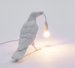 Enfants|Lampe*Seletti Lampe à poser d'extérieur, Corbeau, Bird Lamp Waiting Outdoor, , L29,5cm, H12cm - blanc