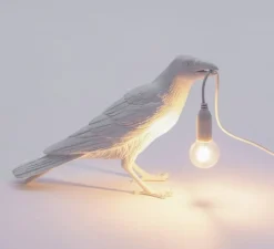 Enfants|Lampe*Seletti Lampe à poser d'extérieur, Corbeau, Bird Lamp Waiting Outdoor, , L29,5cm, H12cm - blanc