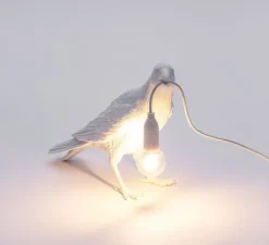 Enfants|Lampe*Seletti Lampe à poser d'extérieur, Corbeau, Bird Lamp Waiting Outdoor, , L29,5cm, H12cm - blanc