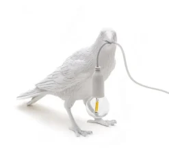 Enfants|Lampe*Seletti Lampe à poser d'extérieur, Corbeau, Bird Lamp Waiting Outdoor, , L29,5cm, H12cm - blanc