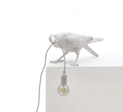 Lampe à poser d'extérieur, Corbeau, Bird Lamp Playing Outdoor, blanc, L33,5cm, H11,5cm - Seletti