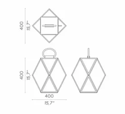 Lampe à poser d'extérieur, Muse Lantern battery, medium, noir et blanc, IP65, LED, 3000k, 430 lm, Ø40cm, H40cm - Contardi