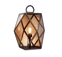 Lampe à poser d'extérieur, Muse Lantern, medium, bronze, ambre, IP68, Ø40cm, H40cm - Contardi