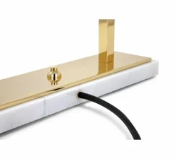 Lampe à poser, Diane - Jacques Adnet, plaqué or, marbre blanc, L32cm, H29cm - Lumen Center Italia