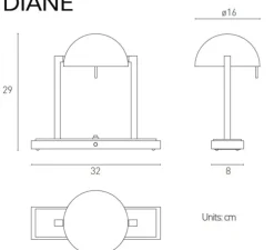 Lampe à poser, Diane - Jacques Adnet, plaqué or, marbre blanc, L32cm, H29cm - Lumen Center Italia