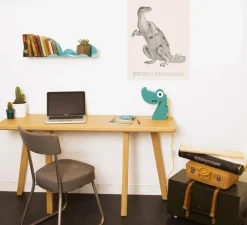 Lampe à poser, Dinosaure, turquoise, L24cm, H22cm - Bleu Carmin Design