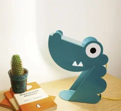 Lampe à poser, Dinosaure, turquoise, L24cm, H22cm - Bleu Carmin Design