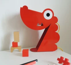 Lampe|Enfants*Bleu Carmin Design Lampe à poser, Dragon, , L24cm, H22cm - rouge