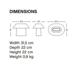 Lampe*HAY Lampe à poser, Drome, , LED, 2700K, 380 lm, L31,5cm, H22cm - blanc