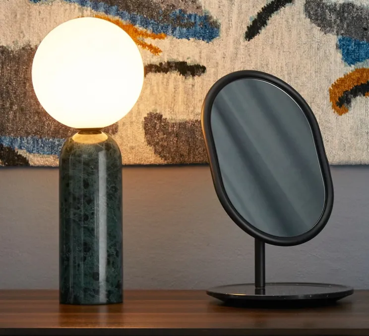 Lampe à poser, Emma Ta, Marbre vert Guatemala, Ø9cm, H40,7cm - Contardi