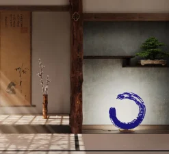 Lampe à poser, Ensō, Bleu Catellani, LED, dim, 2700K, 1749 lm, L25cm, H66cm - Catellani & Smith