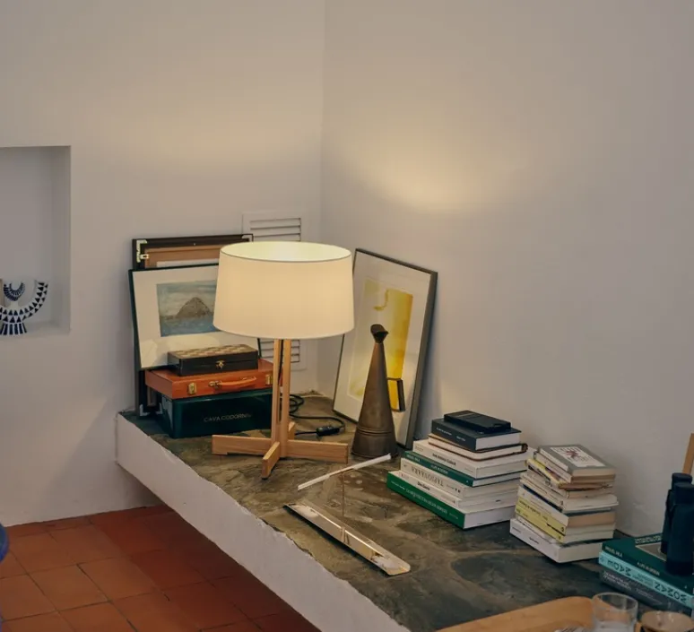 Lampe*Santa & Cole Lampe à poser, FAD, , Ø40cm, H61cm - bois, blanc