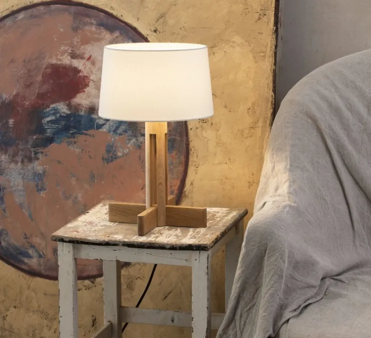 Lampe à poser, FAD Menor, bois, blanc, Ø26cm, H42cm - Santa & Cole