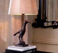 Lampe*Eichholtz Lampe à poser, Falcon, , L35cm, H75,5cm - bronze, abat-jour lin