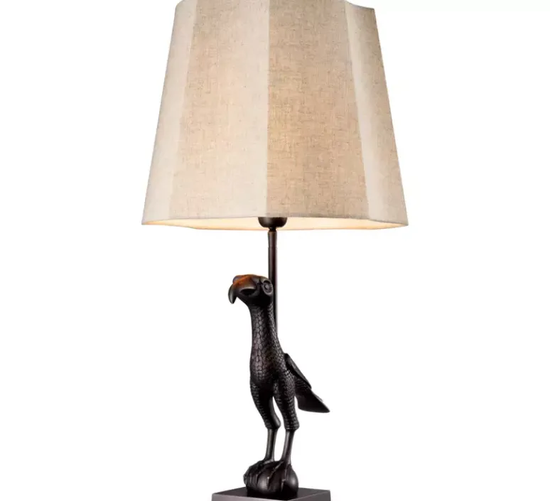 Lampe*Eichholtz Lampe à poser, Falcon, , L35cm, H75,5cm - bronze, abat-jour lin