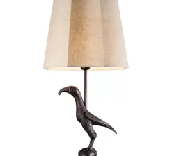 Lampe*Eichholtz Lampe à poser, Falcon, , L35cm, H75,5cm - bronze, abat-jour lin