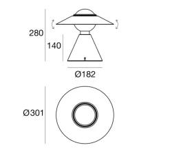 Lampe à poser, Fante, noir, Ø30,1cm, H28cm - Stilnovo