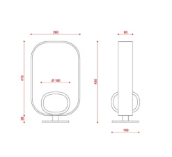 Lampe*Tooy Lampe à poser, Filipa, 555.31, , IP40, L28cm, H45cm - noir texturé, cuir noir et marron