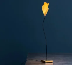 Lampe à poser, For You, blanc, base en laiton, tige en tissu bleu, câble bleu, LED, dim, 1878K, 93,5 lm, L4,5cm, H34cm - Catellani & Smith