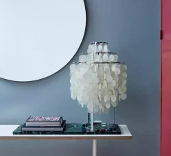 Lampe*Verpan Lampe à poser, Fun 1TM, , Ø40cm, H65cm - nacre, blanc