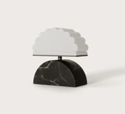 Lampe*Aromas del Campo Lampe à poser, Gina, S1334, , L20cm, H23,5cm - vieil or, marbre noir