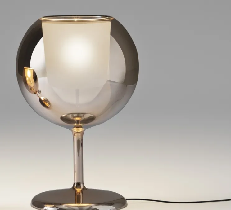 Lampe à poser, Glo large, miroir rose or, Ø38cm, H68cm - Penta