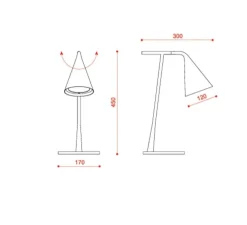 Lampe à poser, Gordon, 561.31, noir mat, noir chromé, IP40, L17cm, H45cm - Tooy