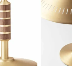 Lampe*Lyfa Lampe à poser, Governor, , Ø40,5cm, H45,4cm - laiton, noyer