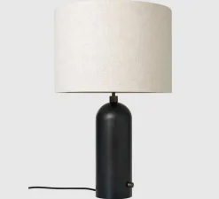 Lampe*Gubi Lampe à poser, Gravity L, , lin, Ø41cm, H65cm - acier noirci