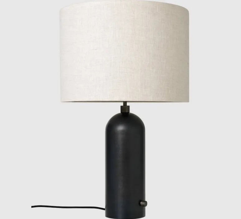 Lampe*Gubi Lampe à poser, Gravity L, , lin, Ø41cm, H65cm - acier noirci