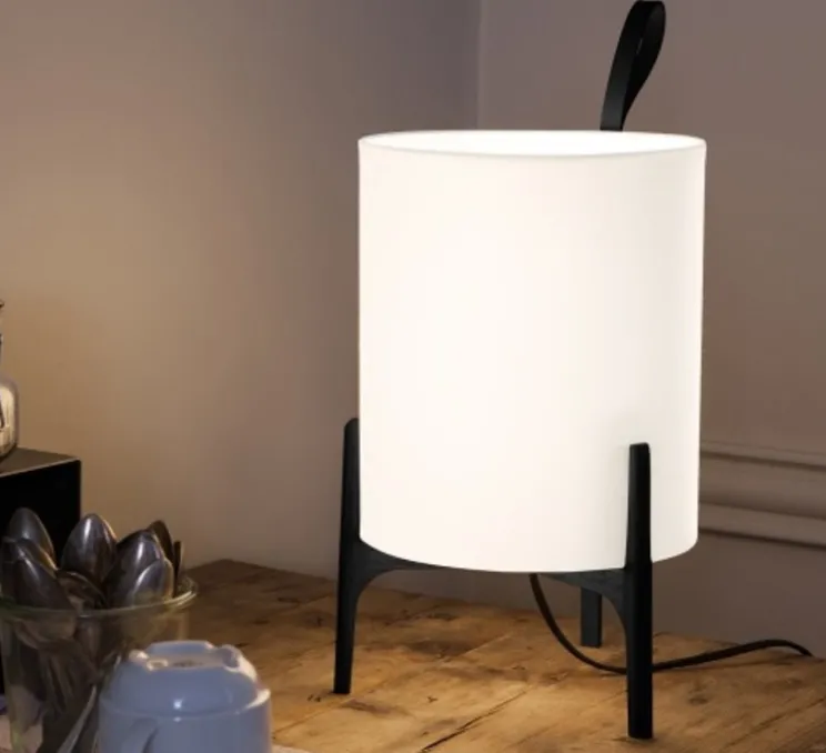 Lampe à poser, Greta, chêne noir, blanc, Ø20cm, H33cm - Carpyen