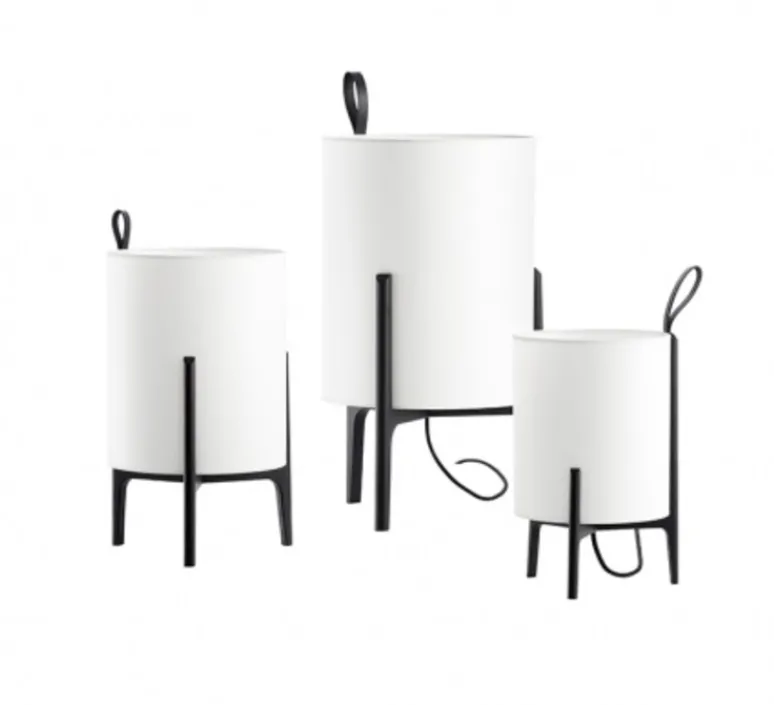 Lampe*Carpyen Lampe à poser, Greta, , Ø26cm, H44cm - chêne noir, blanc