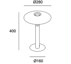 Lampe à poser, H, or mat, LED, 2700k, 534 lm, Ø28cm, H40cm - LEDs C4