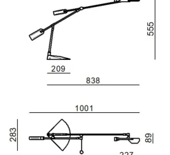 Lampe à poser, Halley, noir, LED, dim, 3000K, 1118 lm, L83,8cm, H55,5cm - Stilnovo
