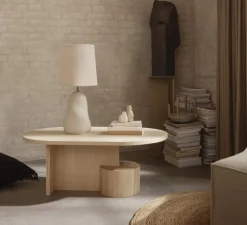 Lampe*Ferm Living Lampe à poser, Hebe Medium blanc cassé, abat-jour Eclipse , Ø27,5cm, H71,5cm - naturel