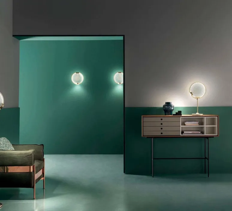 Lampe*Masiero Lampe à poser, Horo TL, , LED, dim, 3000K, 1854 lm, L30cm, H60cm - Laiton, transparent