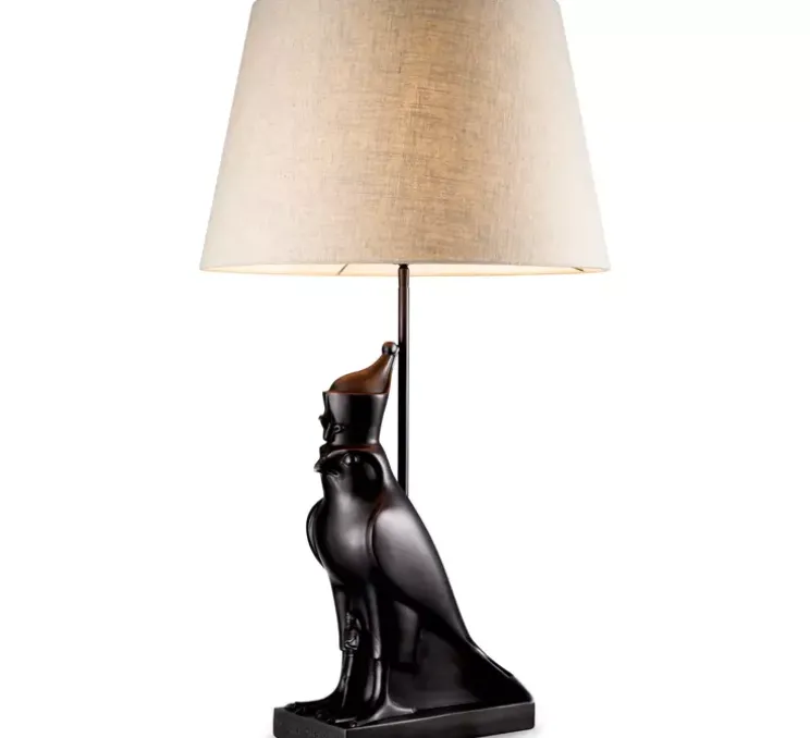 Lampe à poser, Horus, bronze, abat-jour lin, L50cm, H90cm - Eichholtz