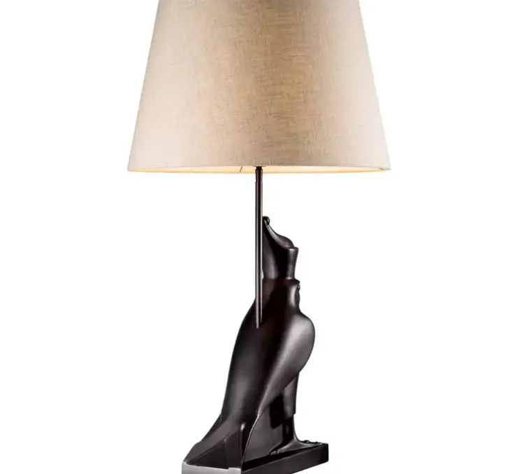 Lampe à poser, Horus, bronze, abat-jour lin, L50cm, H90cm - Eichholtz