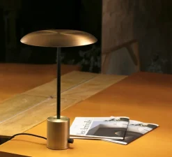 Lampe à poser, Hoshi, noir, laiton, LED, 930lm, 3000k, H40cm, Ø26cm - faro