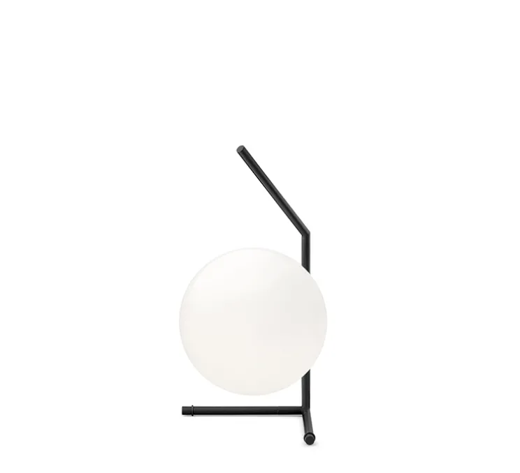 Lampe à poser, IC Lights Table 1 Low, opalin et noir, Ø20cm, H38,1cm - Flos
