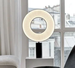 Lampe*Dix heures dix Lampe à poser, Iris 40, blanc & noir, LED, dim, 2700K, 4800 lm, Ø41,5cm, H55cm - blanc & noir