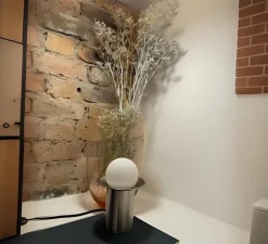 Lampe*CVL Lampe à poser, Janed, , Ø12cm, H16,8cm - nickel satiné