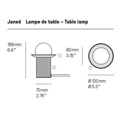 Lampe*CVL Lampe à poser, Janed, , Ø12cm, H16,8cm - nickel satiné