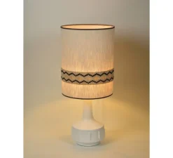 Lampe*Market Set Lampe à poser, Jimmy L, , Ø32cm, H83cm - blanc, beige et galon à motif