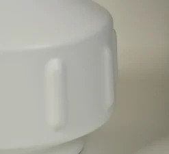 Lampe*Market Set Lampe à poser, Jimmy L, , Ø32cm, H83cm - blanc, beige et galon à motif